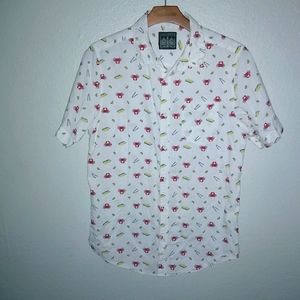 StraightFaded M Short Sleeved Cotton Lobster Butter All Over Print Shirt